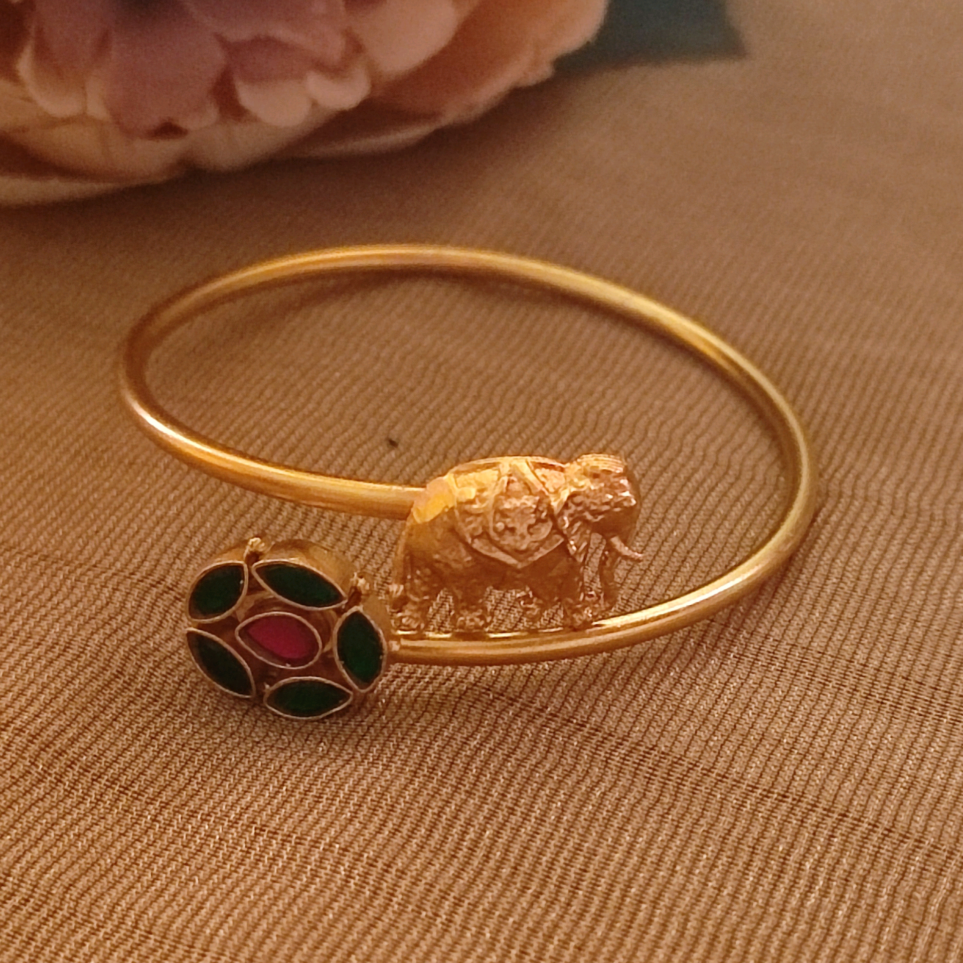 Gold plated elephant bracelet